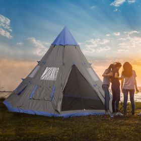 Large 6-Person Metal Teepee Camping Tent with Weather Protection Portable Design and Included Carrying Bag