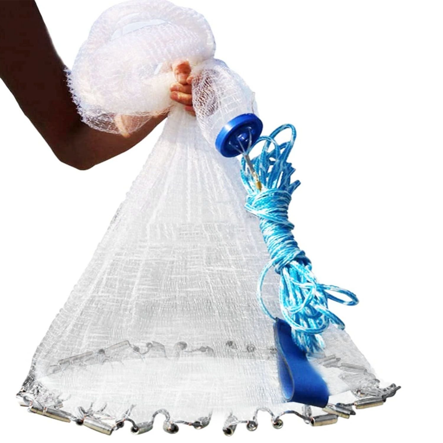 Fishing Cast Net Bait Trap Easy Throw Heavy Duty Hand Cast Net with ...