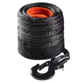 VEVOR Synthetic Winch Rope, 3/8 Inch x 100 Feet 26,500 lbs Synthetic Winch Line Cable Rope with Protective Sleeve + Forged Winch Hook + Pull Stra